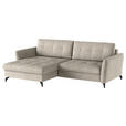 ECKSOFA in Flachgewebe, Leinenoptik Beige  - Beige/Schwarz, Design, Textil/Metall (170/242cm) - Xora