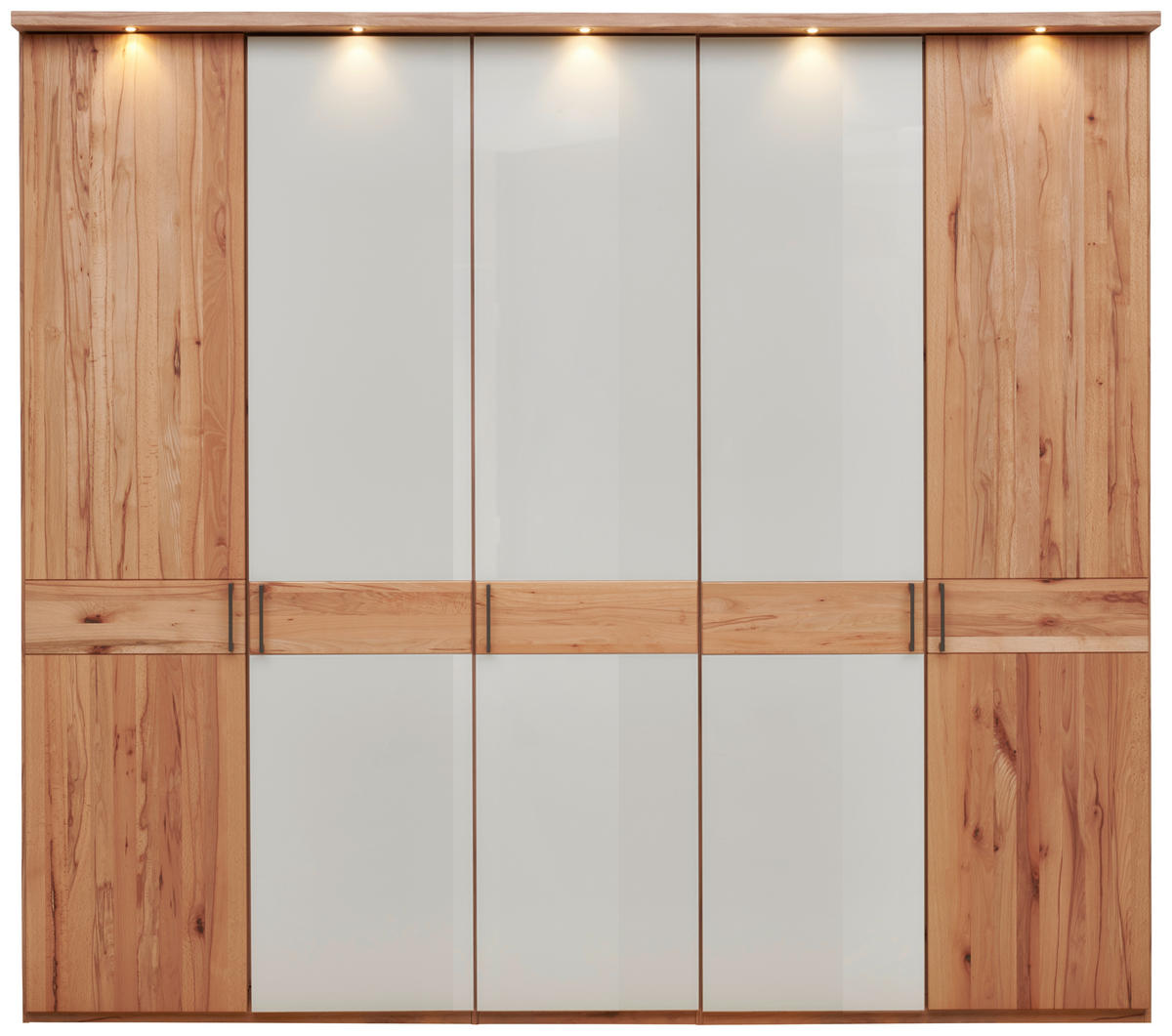 DREHTÜRENSCHRANK in Kernbuche  - Schieferfarben/Kernbuche, Konventionell, Glas/Holz (250/216/58cm) - Venda