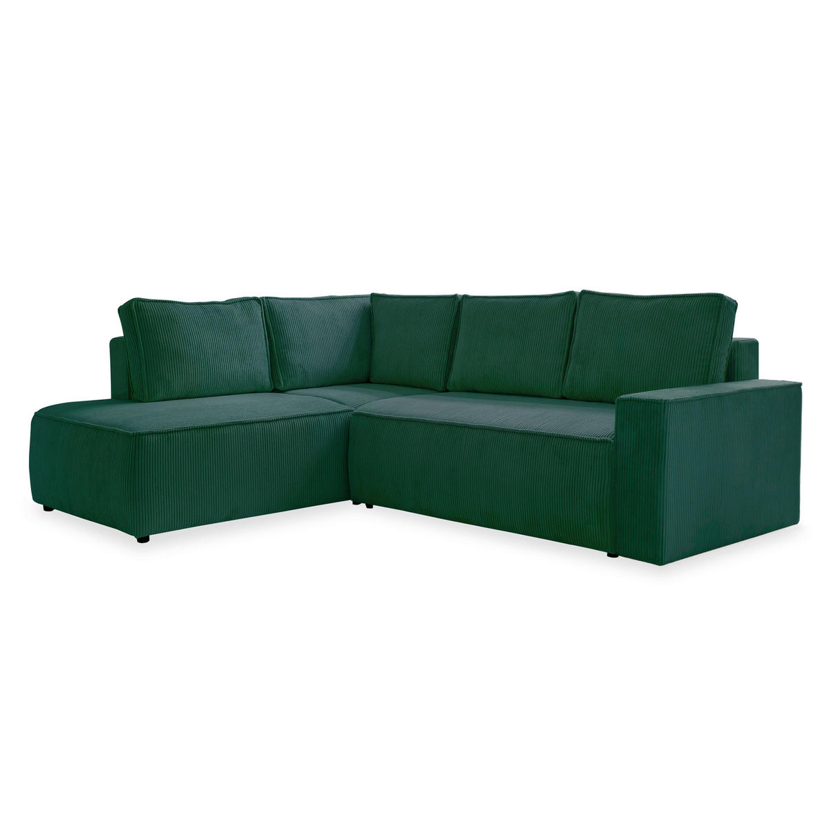 ECKSOFA  in Cord Dunkelgrün  194/247 cm  - Dunkelgrün/Schwarz, Design, Kunststoff/Textil (194/247cm) - MID.YOU