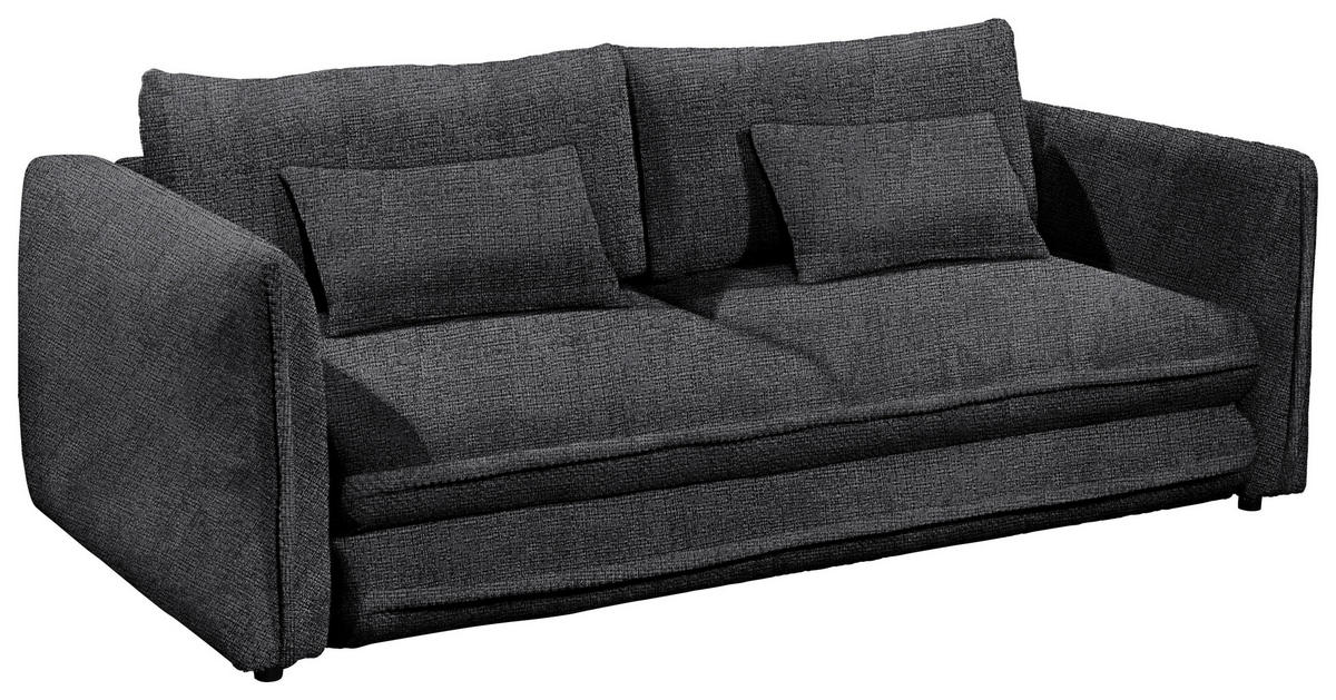 SCHLAFSOFA in Mikrovelours Schwarz  - Schwarz, KONVENTIONELL, Kunststoff/Textil (237/94/117cm) - MID.YOU