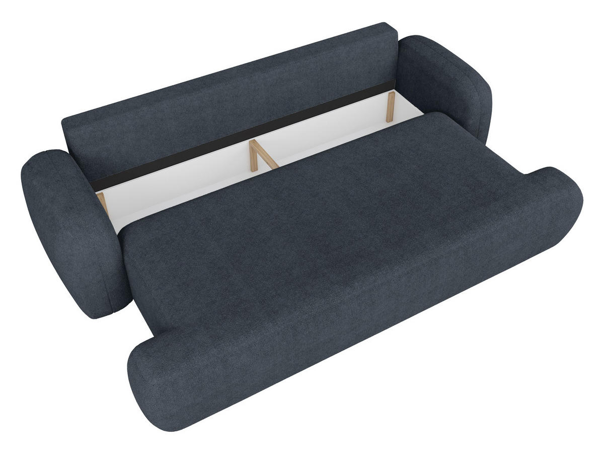 3-SITZER-SOFA Sevilla Plus in Bouclé Blau  - Blau/Schwarz, Design, Kunststoff/Textil (256/93/120cm) - MID.YOU
