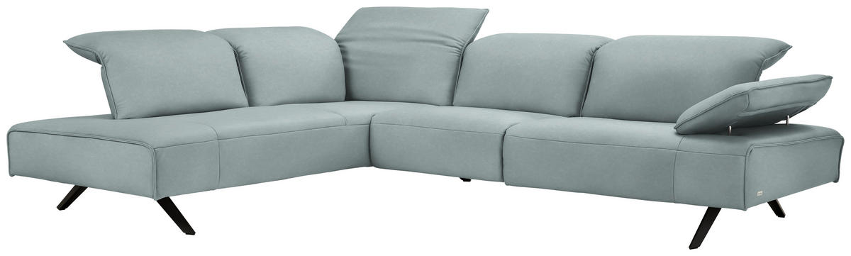 ECKSOFA  in Echtleder Hellblau  230/290 cm  - Anthrazit/Hellblau, Design, Leder/Metall (230/290cm) - Johann Jakob