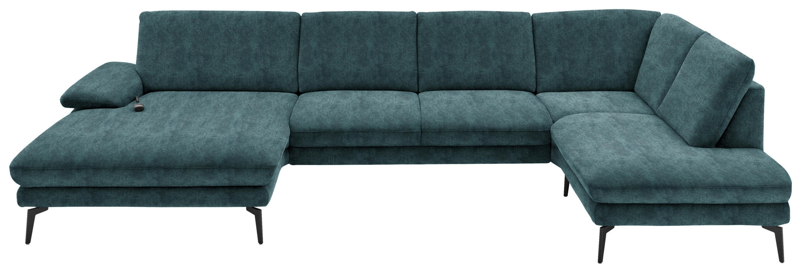WOHNLANDSCHAFT in Velours Petrol  - Petrol/Schwarz, Design, Textil/Metall (180/344/208cm) - Dieter Knoll