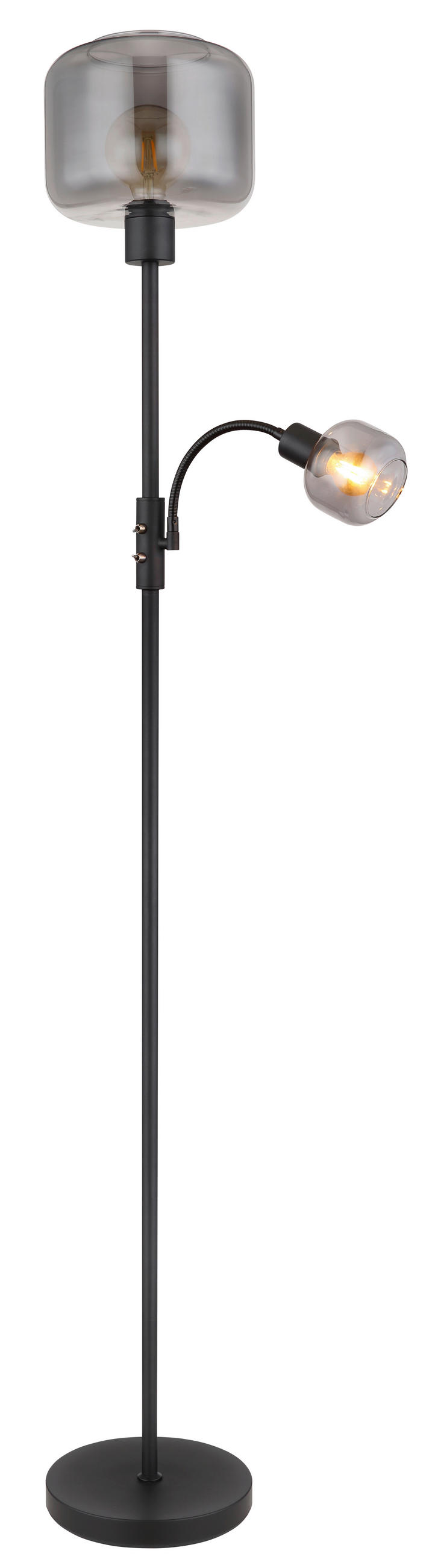STEHLEUCHTE  25/165 cm   - Schwarz, Design, Glas/Metall (25/165cm) - Globo