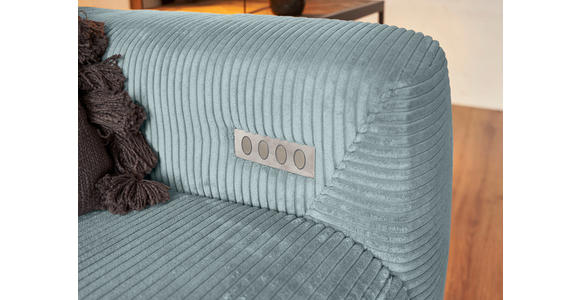 ECKSOFA  in Cord Hellblau  180/266 cm  - Schwarz/Hellblau, KONVENTIONELL, Textil/Metall (180/266cm) - Hom`in