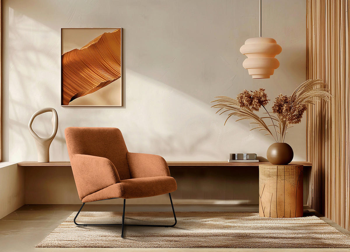 SESSEL in Chenille Rot  - Rot/Schwarz, Design, Textil/Metall (67/87/74cm) - Livetastic