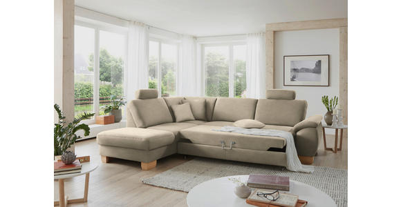 ECKSOFA in Mikrofaser Naturfarben  - Wildeiche/Beige, KONVENTIONELL, Holz/Textil (236/286cm) - Voleo