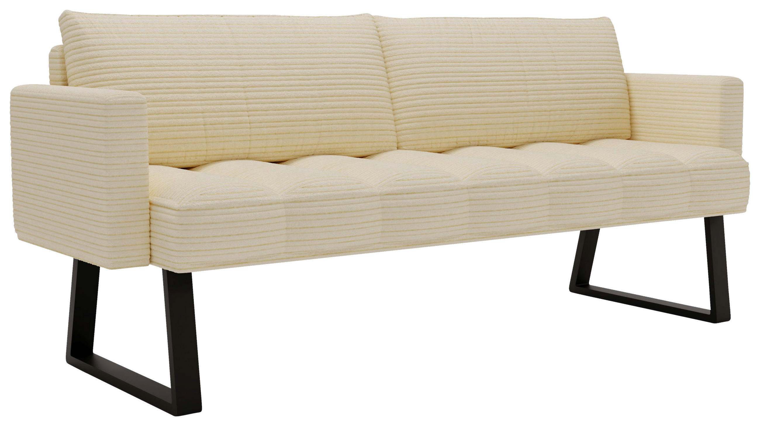 SITZBANK 200/88/69 cm Struktur Beige Metall  - Beige/Schwarz, Design, Textil/Metall (200/88/69cm) - Valdera
