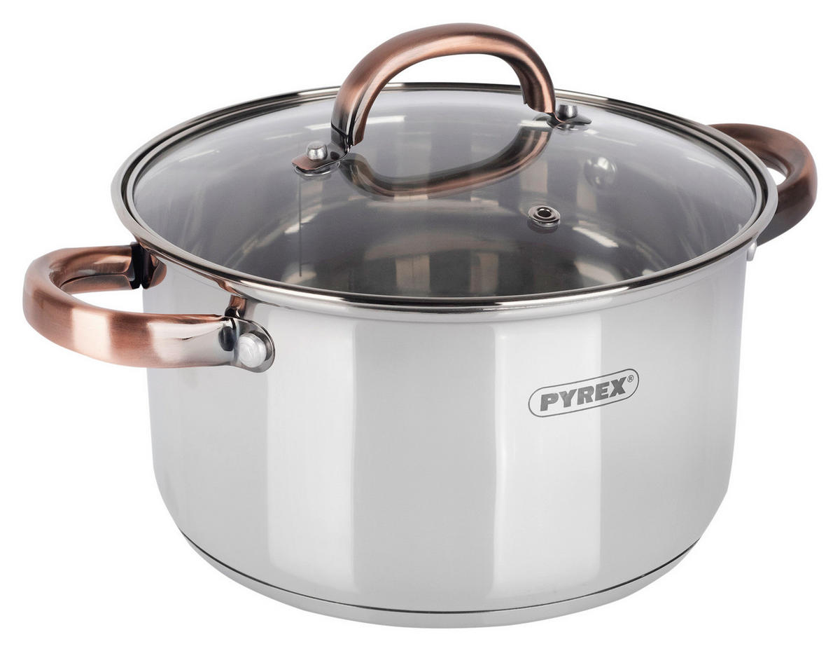 KOCHTOPFSET PYREX COPPER SPECIAL 8-teilig  - Silberfarben/Kupferfarben, Basics, Glas/Metall - Pyrex