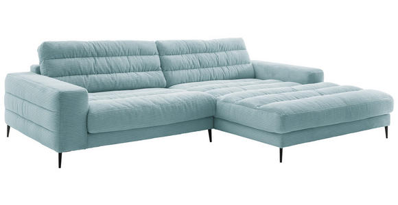 ECKSOFA in Cord Hellblau  - Schwarz/Hellblau, Design, Textil/Metall (296/207cm) - Dieter Knoll