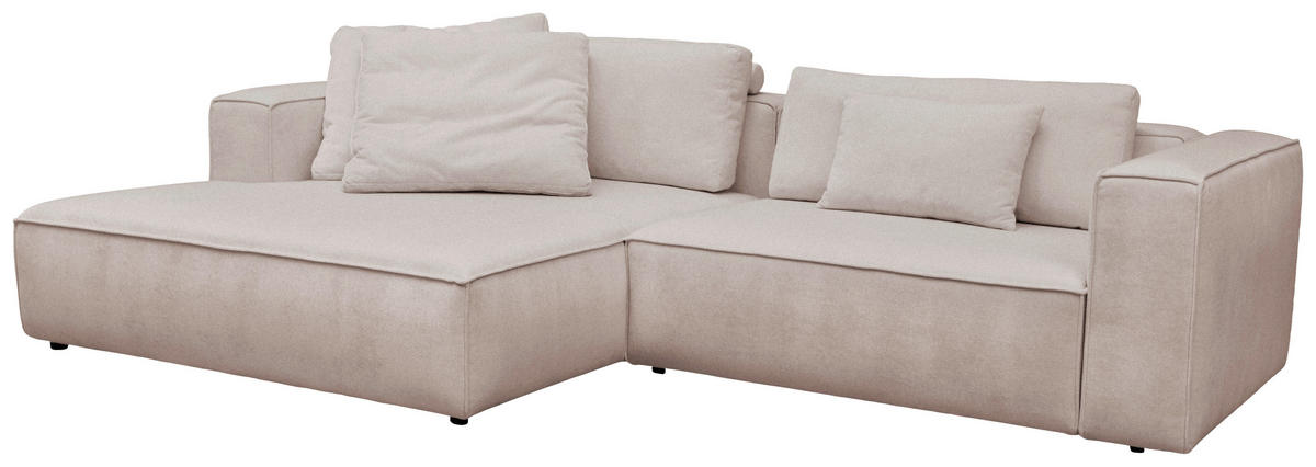 ECKSOFA Beige Chenille Rücken echt  - Beige/Schwarz, MODERN, Kunststoff/Textil (185/296cm) - Hom`in