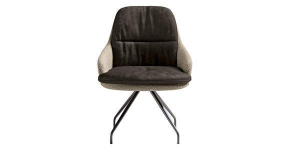 ARMLEHNSTUHL  Beinauswahl, Sitzfläche 360° drehbar, Stoff-/Lederauswahl Velours  Sandfarben, Graphitfarben  - Sandfarben/Graphitfarben, Design, Textil/Metall (60/86/66cm) - Dieter Knoll
