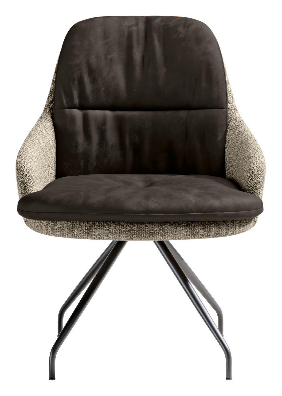 ARMLEHNSTUHL  Beinauswahl, Sitzfläche 360° drehbar, Stoff-/Lederauswahl Velours  Sandfarben, Graphitfarben  - Sandfarben/Graphitfarben, Design, Textil/Metall (60/86/66cm) - Dieter Knoll