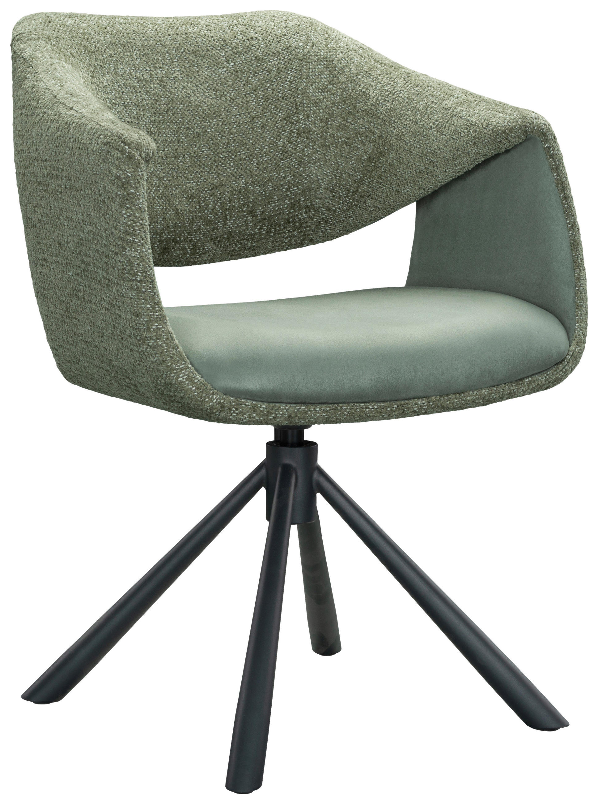 STOL, les, kovina, tekstil zelena, črna  - črna/zelena, Design, kovina/tekstil (60/82/60.5cm) - Novel