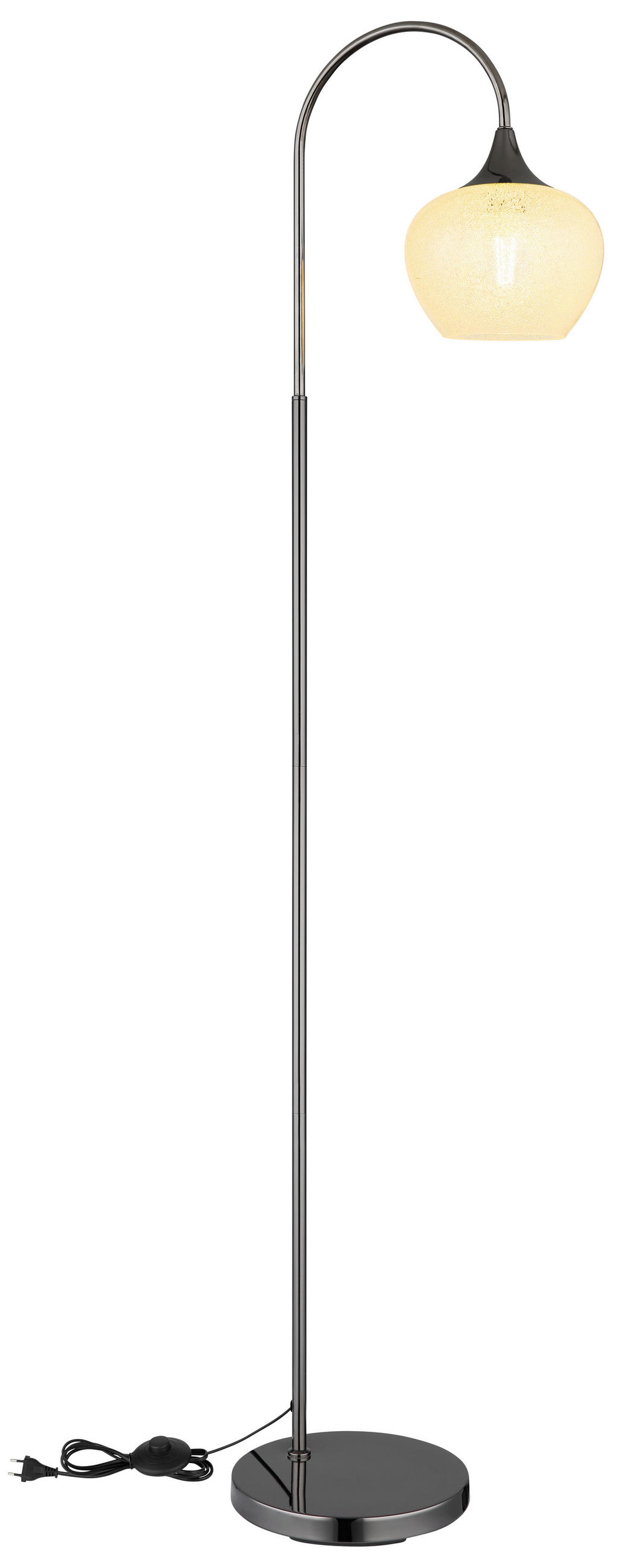 STEHLEUCHTE 39/25/150 cm    - Klar/Schwarz, KONVENTIONELL, Glas/Metall (39/25/150cm) - Globo