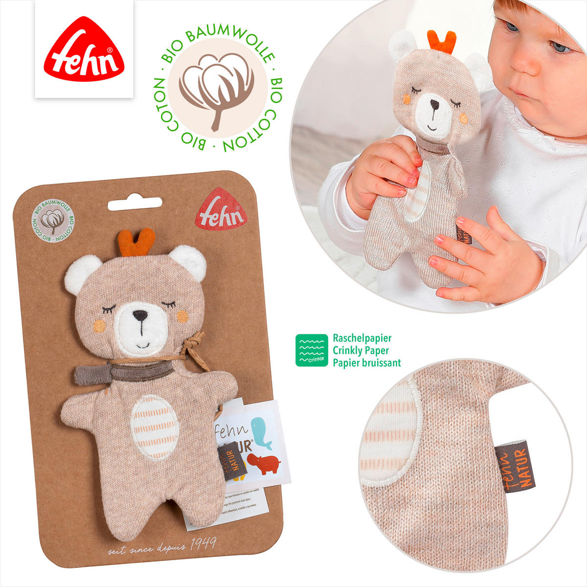 KNISTERTUCH - Hellbraun, Basics, Textil (18,5/10,5/0,4cm) - Fehn