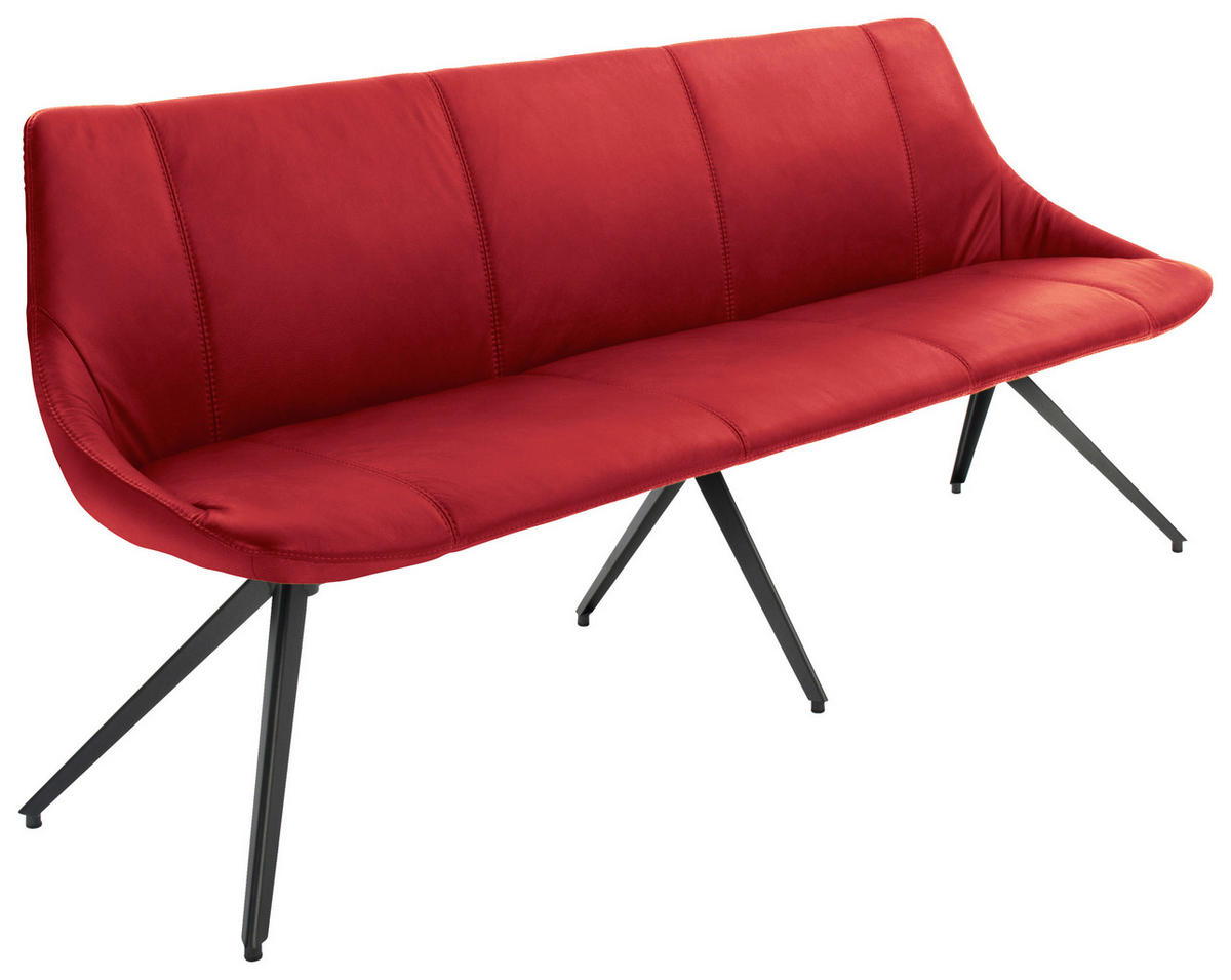 SITZBANK 195/88/62 cm Echtleder Anthrazit, Rot Metall  - Anthrazit/Rot, Design, Leder/Metall (195/88/62cm) - Bert Plantagie