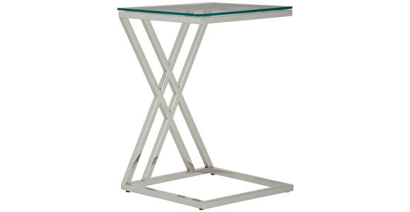 BEISTELLTISCH 40/40/60 cm Klar, Silberfarben quadratisch - Klar/Silberfarben, Trend, Glas/Metall (40/40/60cm) - Xora