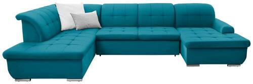 SOFFA i flatväv petrol  - petrol/silver, Design, metall/textil (208/342/145cm) - Livetastic