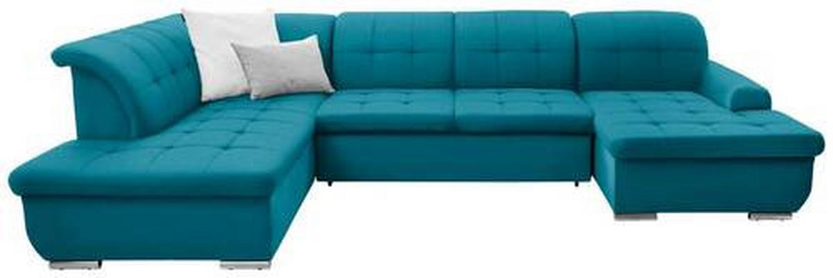 SOFFA i flatväv petrol  - petrol/silver, Design, metall/textil (208/342/145cm) - Livetastic