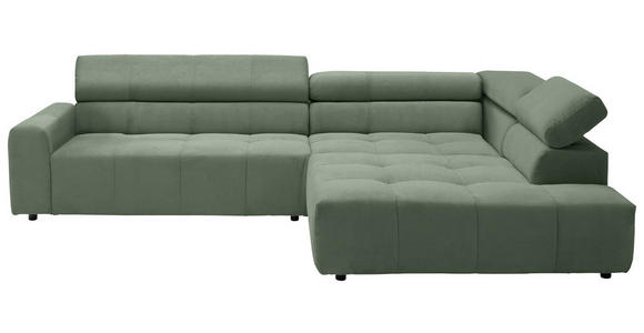 ECKSOFA Olivgrün Feincord  - Schwarz/Olivgrün, KONVENTIONELL, Kunststoff/Textil (311/219cm) - Hom`in