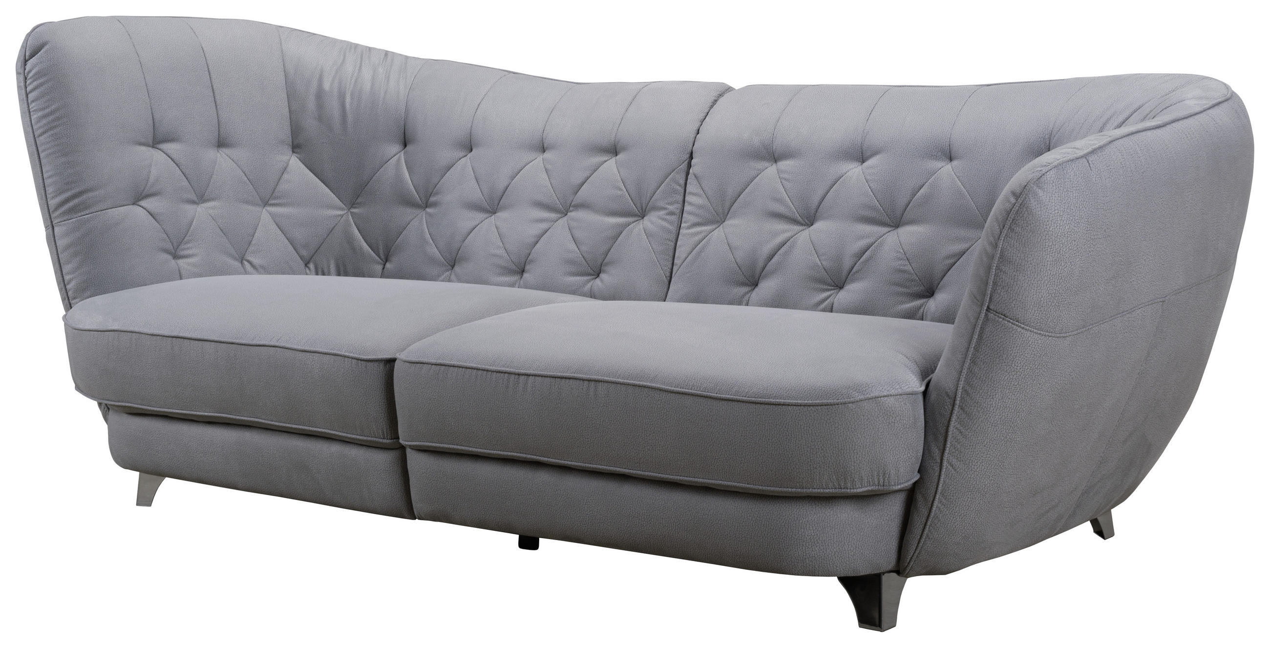 BIGSOFA Mikrofaser Grau  - Chromfarben/Grau, MODERN, Textil/Metall (256/85/115cm) - MID.YOU