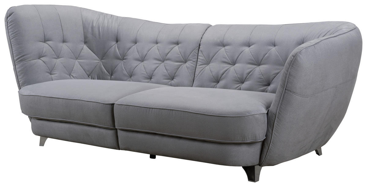BIGSOFA Mikrofaser Grau  - Chromfarben/Grau, MODERN, Textil/Metall (256/85/115cm) - MID.YOU