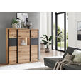 HIGHBOARD Schwarz, Eichefarben, Dunkelgrau  135/141,6/38 cm  - Eichefarben/Dunkelgrau, KONVENTIONELL, Glas/Holzwerkstoff (135/141,6/38cm) - Xora