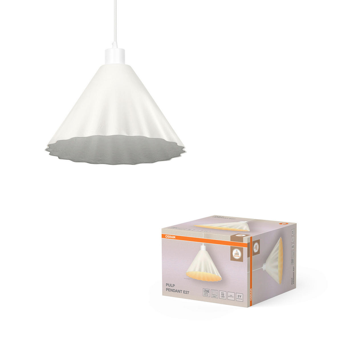 HÄNGELEUCHTE 31/168 cm  - Basics, Papier/Metall (31/168cm) - Osram