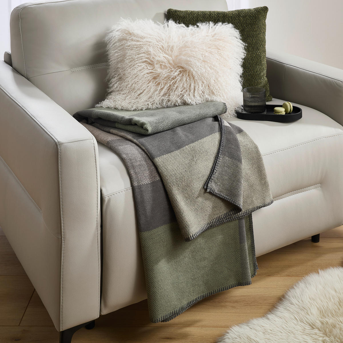 PLÉD 140/200 cm  - krémszínű/szürke, Design, textil (140/200cm) - Bio:Vio