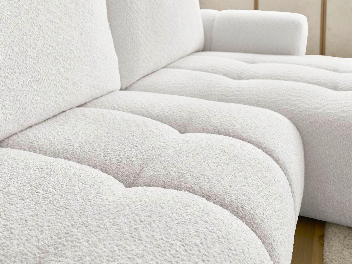 ECKSCHLAFSOFA FUJI Bouclé Weiß  inkl.  - Schwarz/Weiß, MODERN, Kunststoff/Textil (292/160cm)