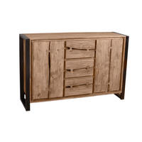 SIDEBOARD  140/90/40 cm 3 Schublade(n)  - Schwarz/Naturfarben, Design, Holz/Metall (140/90/40cm) - MID.YOU