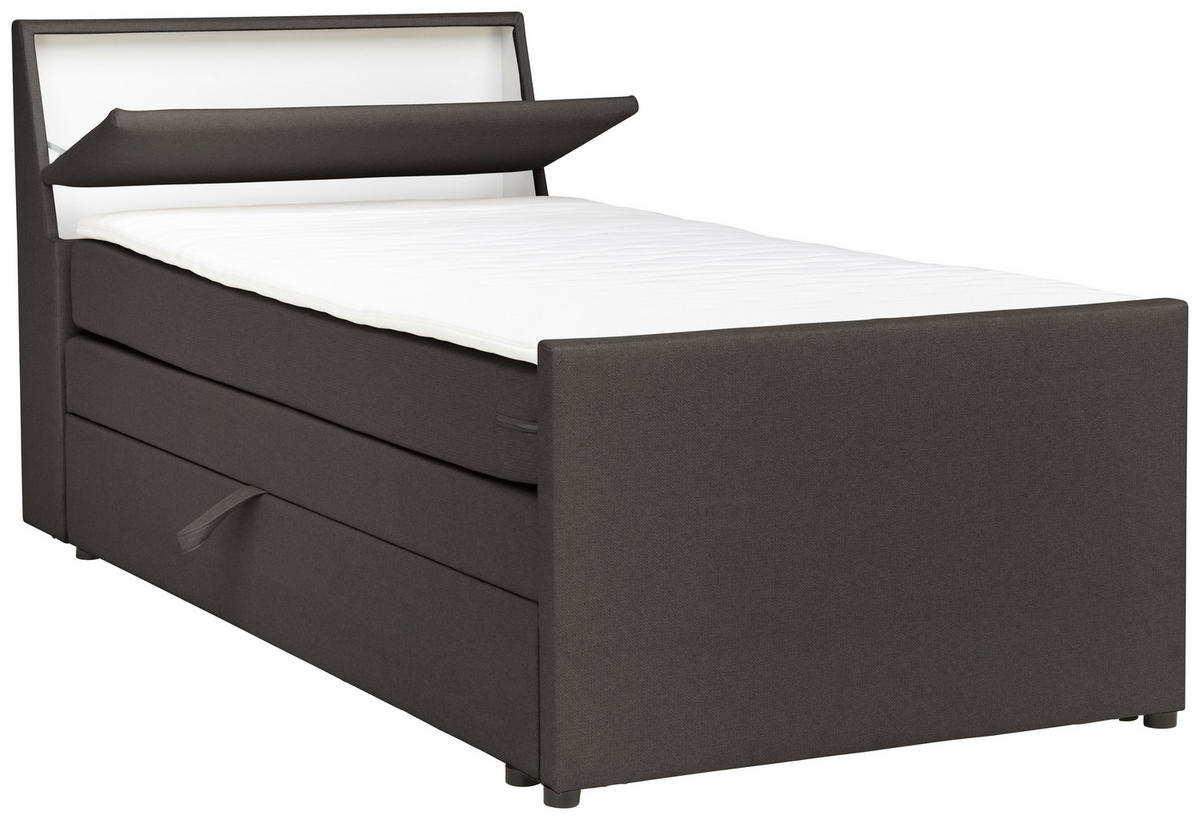 BOXSPRING-ÁGY 120/200 cm  grafitszürke  - grafitszürke/fekete, Modern, textil/fa (120/200cm) - MID.YOU
