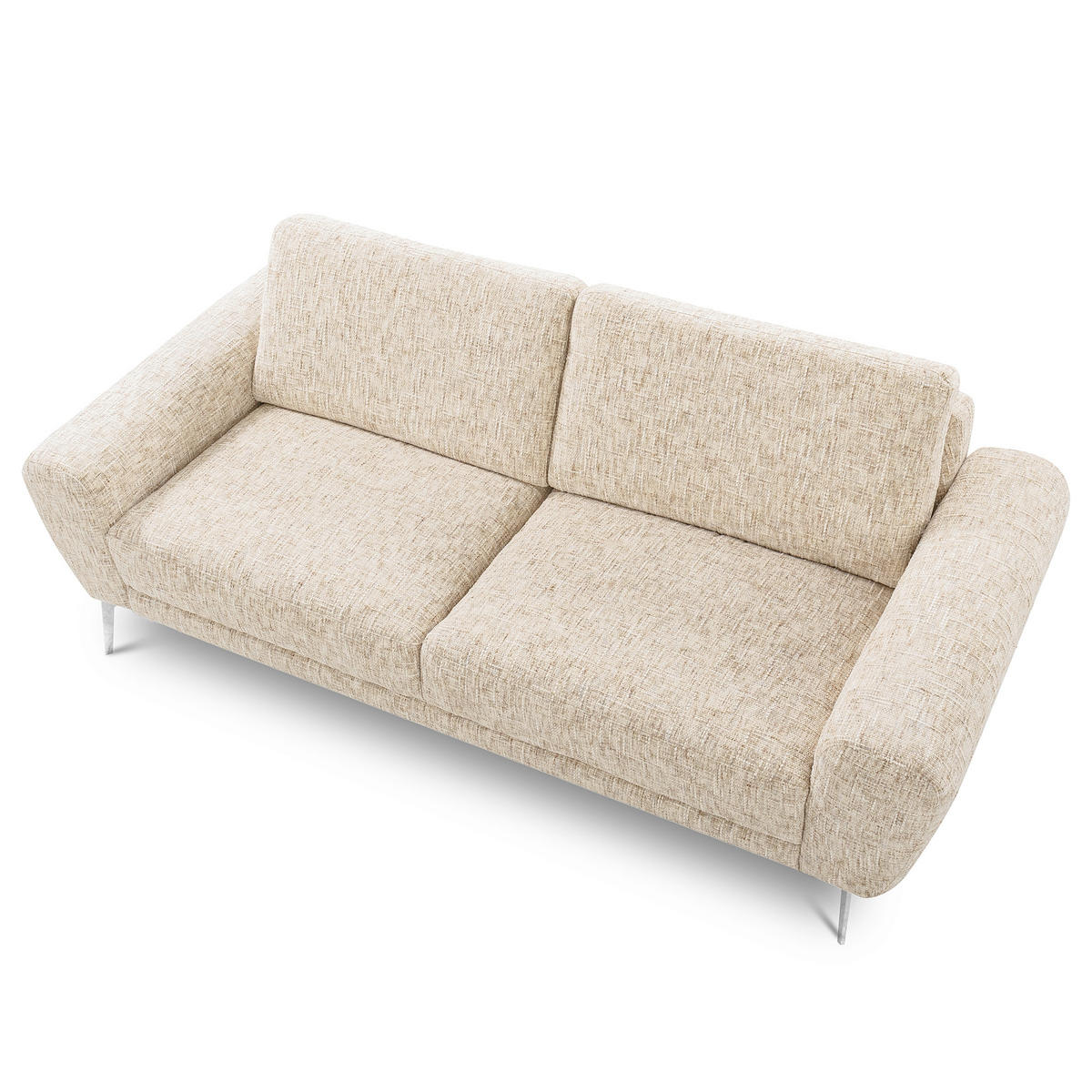 3-SITZER-SOFA SPRING in Webstoff Beige Modern  - Chromfarben/Beige, Design, Textil/Metall (187/85/92cm) - Livetastic