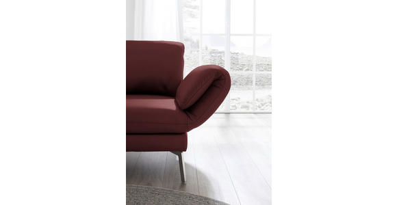 RÉCAMIERE in Echtleder Rot  - Chromfarben/Rot, Design, Leder/Metall (209/85-109/95-16cm) - Dieter Knoll