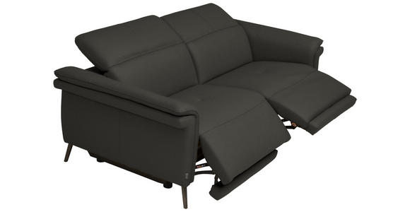 3-SITZER-SOFA  in Echtleder Mokka   - Schwarz/Mokka, Design, Leder/Metall (210/79/104cm) - Belluti