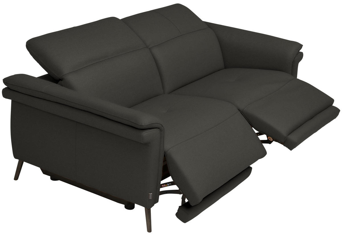 3-SITZER-SOFA Echtleder Mokka  - Schwarz/Mokka, Design, Leder/Metall (210/79/104cm) - Belluti