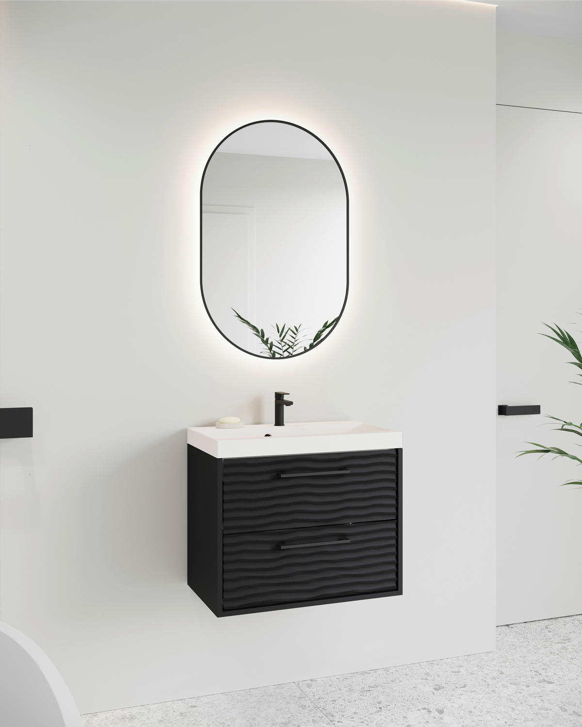 ELEMENT ISPOD UMIVAONIKA  crna  crna  - bijela/srebrne boje, Basics, drvni materijal/metal (60/50/35cm) - P & B