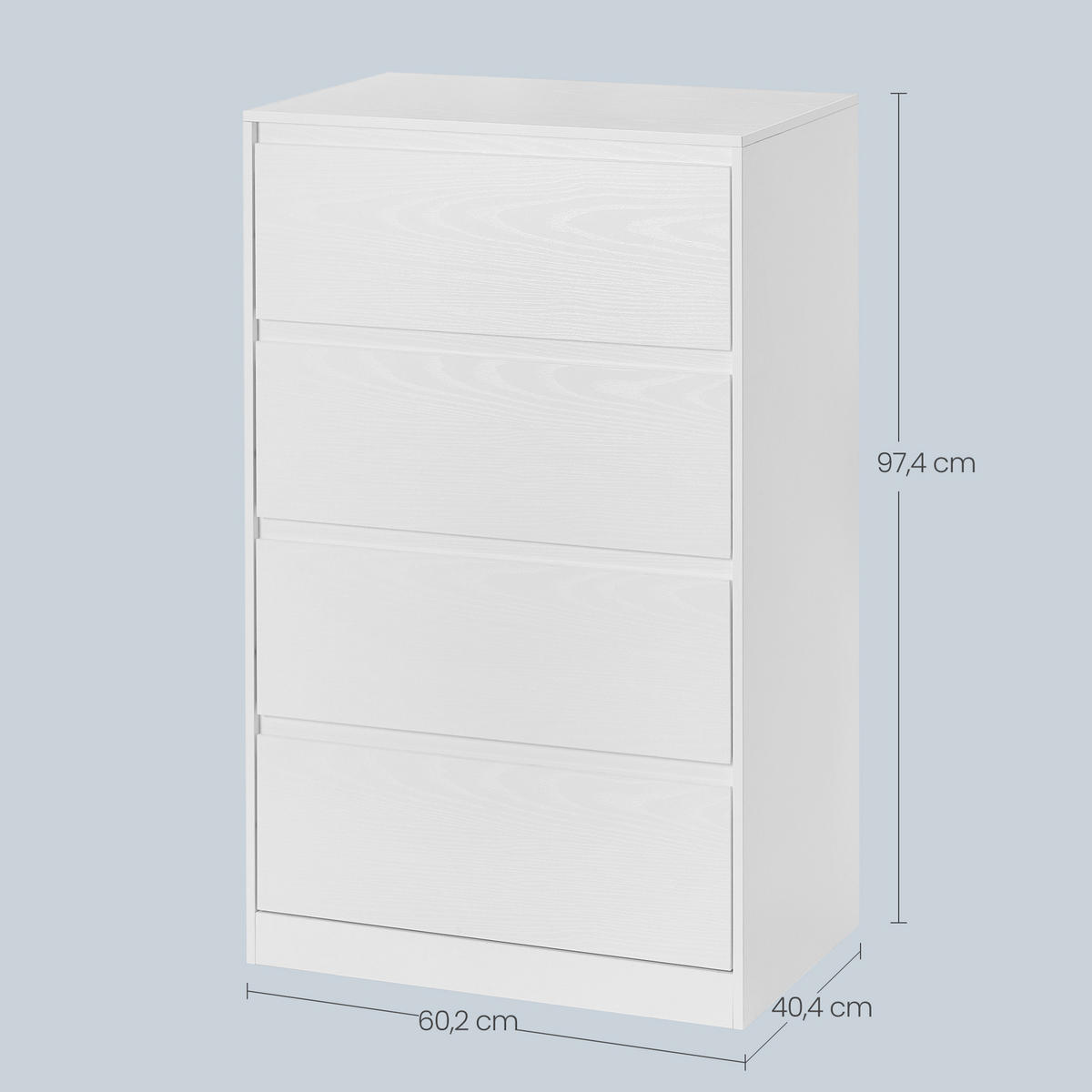 KOMMODE , 60,2/97,4/40,4 cm, 4 Schublade(n)  - Weiß, Trend, Holzwerkstoff (60,2/97,4/40,4cm) - Boxxx