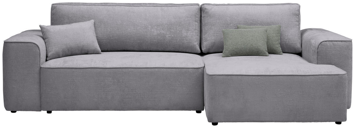 ECKSOFA in Plüsch Hellgrau  - Blaugrau/Hellgrau, Design, Kunststoff/Textil (288/152cm) - Xora