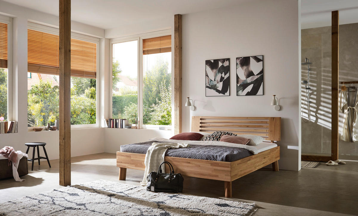 BETT 160/200 cm  in Naturfarben, Wildeiche  - Wildeiche/Naturfarben, MODERN, Holz (160/200cm) - MID.YOU