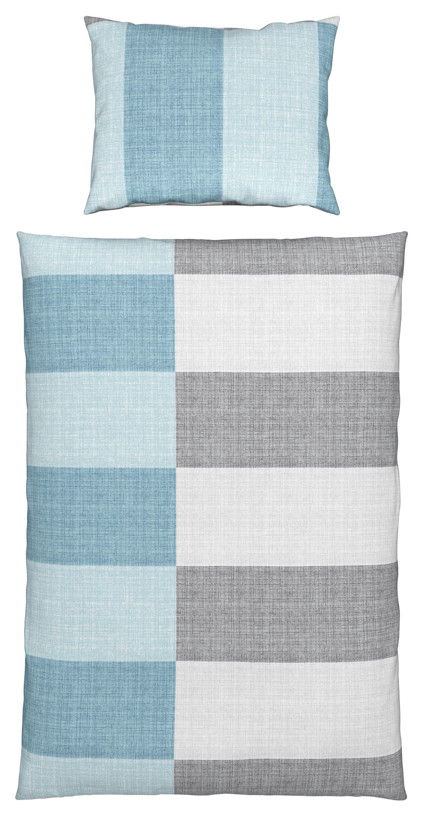 Linon Bettwäsche 140x200 cm Ela Su Baumwolle Blau/Grau