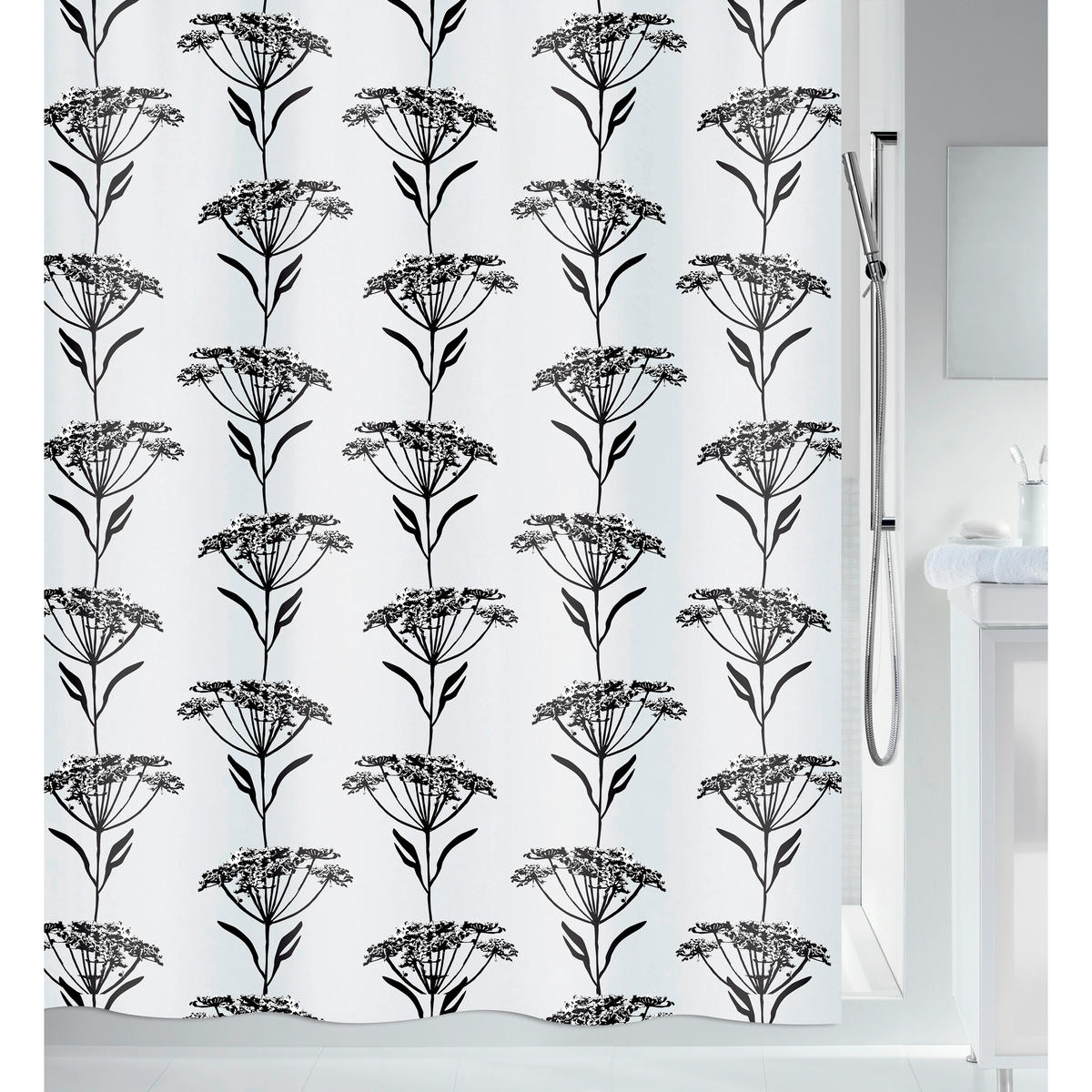 DUSCHVORHANG NATURESIGN 180/200 cm  - Schwarz, Basics, Textil (180/200cm) - Spirella