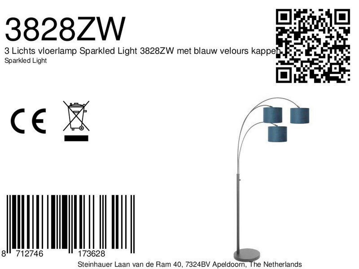 STEHLEUCHTE SPARKLED LIGHT 30/180/75 cm  - Blau/Schwarz, Trend, Leder/Metall (30/180/75cm)