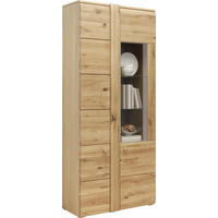VITRINE in furniert, massiv Eiche Eichefarben, Schieferfarben  - Schieferfarben/Eichefarben, KONVENTIONELL, Glas/Holz (89/205/38cm) - Voleo