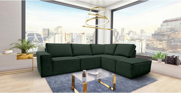 ECKSOFA Dunkelgrün Chenille Rückenkissen, Rücken echt  - Dunkelgrün/Schwarz, KONVENTIONELL, Kunststoff/Textil (275/212cm) - Carryhome