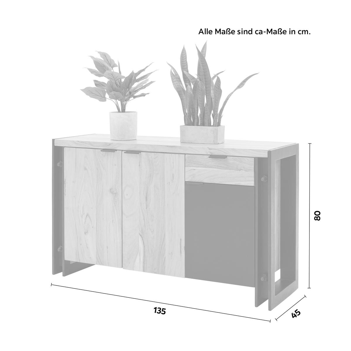 SIDEBOARD 135/80/45 cm  - svart/naturfärgad, Lifestyle, metall/trämaterial (135/80/45cm) - Zandiara