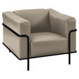 SESSEL in Echtleder Beige  - Beige/Schwarz, Design, Leder/Metall (91/67/96cm) - Johann Jakob