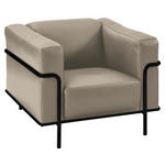 SESSEL in Echtleder Beige  - Beige/Schwarz, Design, Leder/Metall (91/67/96cm) - Johann Jakob