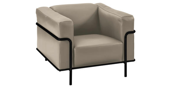 SESSEL in Echtleder Beige - Beige/Schwarz, Design, Leder/Metall (91/67/96cm) - Johann Jakob